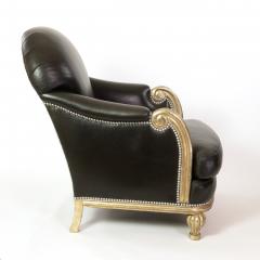 Black Leather Art Deco Style Club Chair American 20th Century  - 2274475