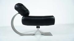 Black Leather Lounge chair and Ottoman Model Alta by Oscar Niemeyer - 4625416