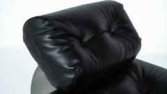 Black Leather Lounge chair and Ottoman Model Alta by Oscar Niemeyer - 4625418