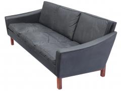 Black Leather Mid Century Sofa - 2206872