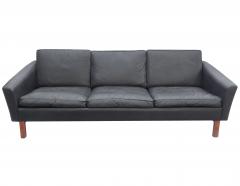 Black Leather Mid Century Sofa - 2206873