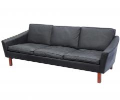 Black Leather Mid Century Sofa - 2206874