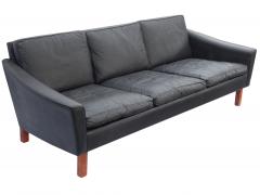 Black Leather Mid Century Sofa - 2206875