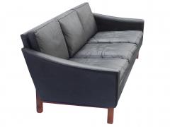 Black Leather Mid Century Sofa - 2206876