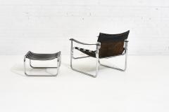 Black Leather Sling Chair and Ottoman 1970 - 2055626