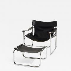 Black Leather Sling Chair and Ottoman 1970 - 2059876