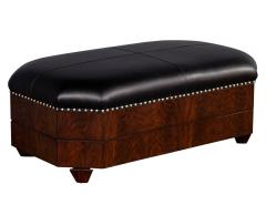 Black Leather Top Storage Ottoman by EJ Victor - 1655644