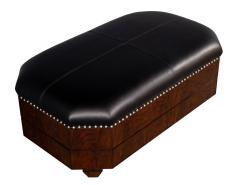 Black Leather Top Storage Ottoman by EJ Victor - 1655649