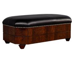 Black Leather Top Storage Ottoman by EJ Victor - 1655650