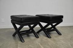 Black Leather X Base Stools - 430507