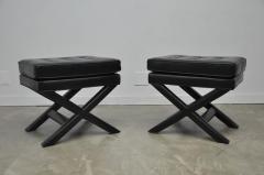 Black Leather X Base Stools - 430511