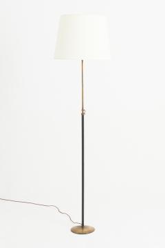 Black Leather and Brass Floor Lamp - 3150337