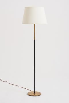 Black Leather and Brass Floor Lamp - 3486098