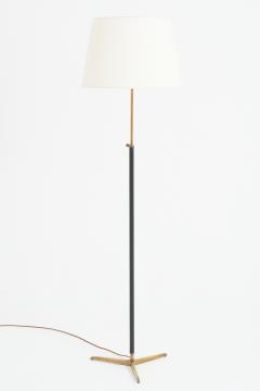 Black Leather and Brass Floor Lamp - 3968871