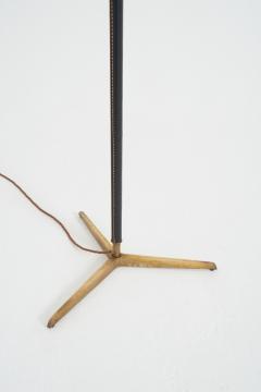 Black Leather and Brass Floor Lamp - 3968873