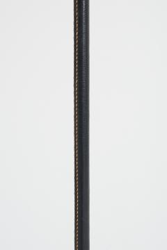 Black Leather and Brass Floor Lamp - 3968874