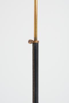 Black Leather and Brass Floor Lamp - 3968875