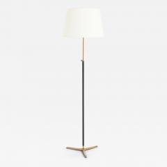 Black Leather and Brass Floor Lamp - 3973329