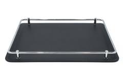 Black Leather and Chrome Tray - 4671255