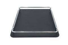 Black Leather and Chrome Tray - 4671256