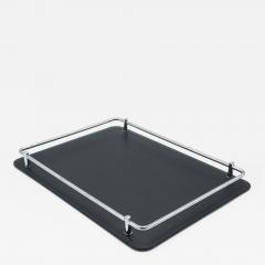 Black Leather and Chrome Tray - 4716920