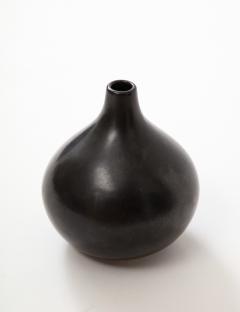 Black Luster Glazed Fig Shaped Ceramic Vase Frame 1960 - 3296348