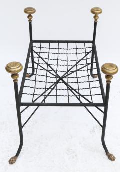 Black Metal Bench Stool with Brass Finials and Claw Feet - 497507