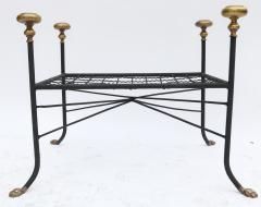 Black Metal Bench Stool with Brass Finials and Claw Feet - 497510