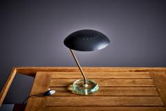 Black Metal and Glass Table Lamp in the manner of Fontana Arte Italy 1950s - 3706173