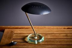 Black Metal and Glass Table Lamp in the manner of Fontana Arte Italy 1950s - 3706177