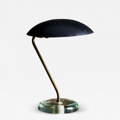 Black Metal and Glass Table Lamp in the manner of Fontana Arte Italy 1950s - 3709457