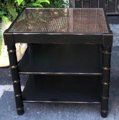 Black Modern Regency Style Faux Bamboo Nightstand End Tables a Pair - 1841211