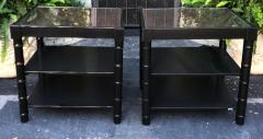 Black Modern Regency Style Faux Bamboo Nightstand End Tables a Pair - 1841222