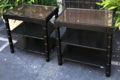Black Modern Regency Style Faux Bamboo Nightstand End Tables a Pair - 1841228
