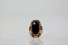 Black Onyx Ring with Diamond 14k Rose Gold - 3458967