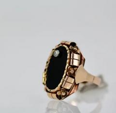 Black Onyx Ring with Diamond 14k Rose Gold - 3458973