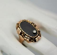 Black Onyx Ring with Diamond 14k Rose Gold - 3459050