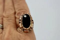 Black Onyx Ring with Diamond 14k Rose Gold - 3459054