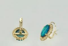 Black Opal Diamond Earrings 14 Karat Yellow Gold - 3461873