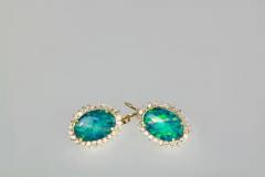 Black Opal Diamond Earrings 14 Karat Yellow Gold - 3461874