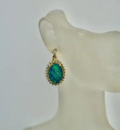 Black Opal Diamond Earrings 14 Karat Yellow Gold - 3461895