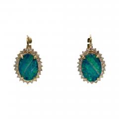 Black Opal Diamond Earrings 14 Karat Yellow Gold - 3572127