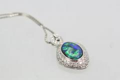 Black Opal Platinum Diamond Pendant 4 13 Carats - 3448930