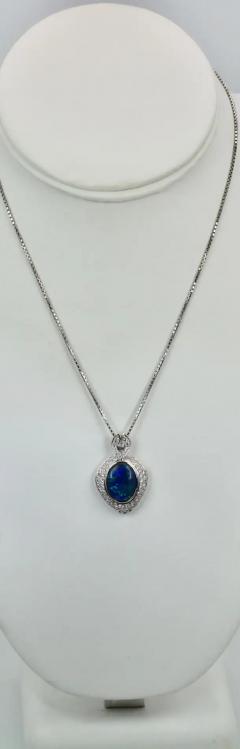 Black Opal Platinum Diamond Pendant 4 13 Carats - 3448958