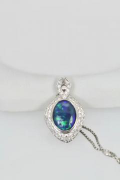 Black Opal Platinum Diamond Pendant 4 13 Carats - 3448994