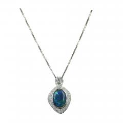 Black Opal Platinum Diamond Pendant 4 13 Carats - 3482390