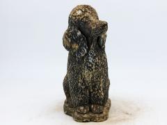 Black Painted Concrete Dog Poodle Garden Ornament France 20th Century - 3822424