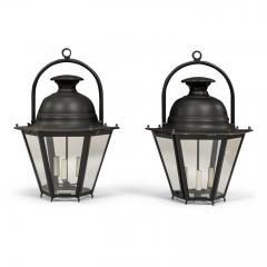 Black Painted Hexagonal Street Lantern - 3403861