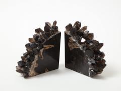 Black Petrified Wood Quartz Bookends - 2231496