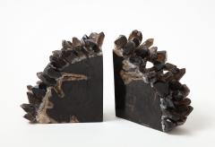 Black Petrified Wood Quartz Bookends - 2231497